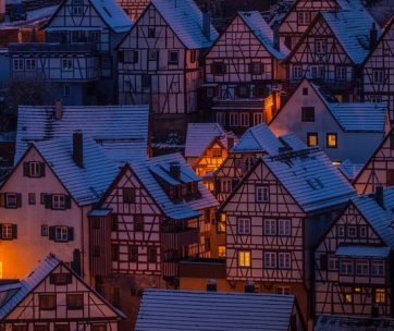 winter village at night